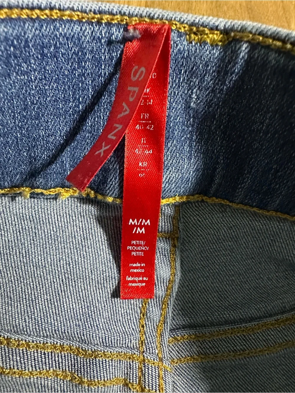 SPANX Petite Wide Leg Jeans Medium Wash High Rise Pull On Pants M - Picture 8 of 10